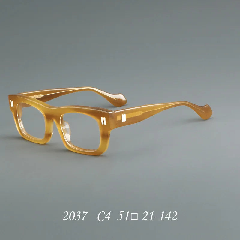 2037 Thick Square Acetate Glasses Frame Popular Casual Rivet Presbyopia Eyeglasses Men Women Retro Prescription Spectacle