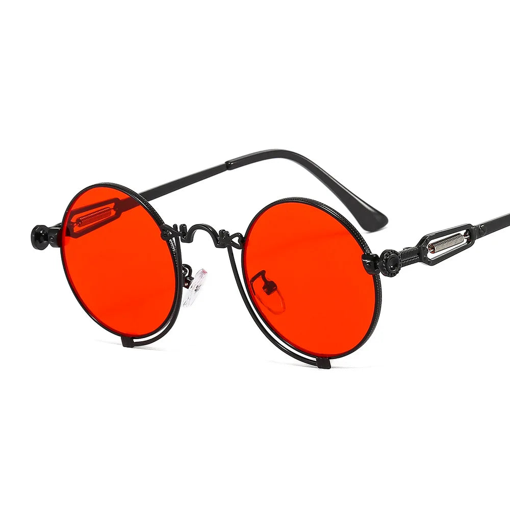 1846 Steampunk Sun Glasses Men Gold Frame Metal Yellow Red Black Oval Sunglasses New Polarized Metal-punk Fashion Sunglasses