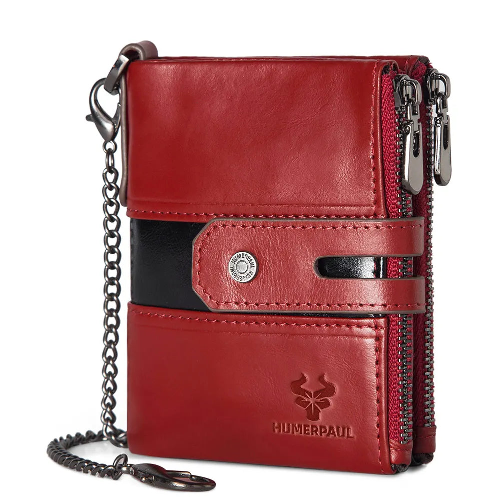HUMERPAUL Custom Fashion Men Women Wallet Short Multi-card Holder Clutch Money Bag Anti-theft Chain Coin Purse for Biker