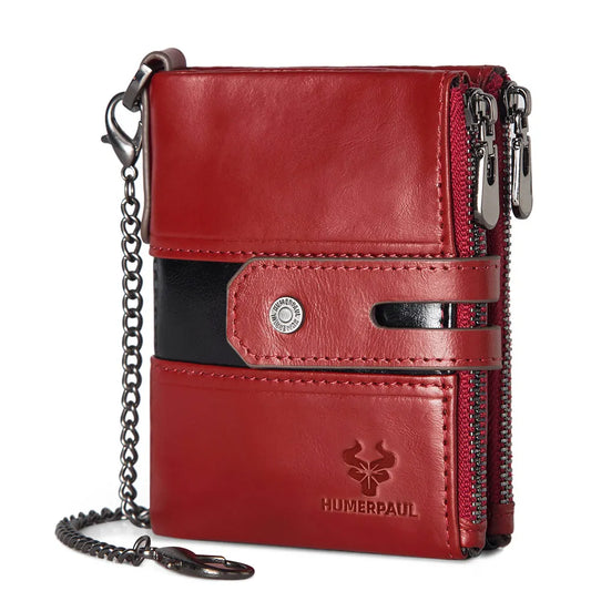 HUMERPAUL Custom Fashion Men Women Wallet Short Multi-card Holder Clutch Money Bag Anti-theft Chain Coin Purse for Biker
