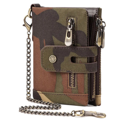 HUMERPAUL Oxford Wallet for Men RFID Blocking Credit Cards Holder Purse Inner Top Layer Leather Male Zipper Coin Pocket