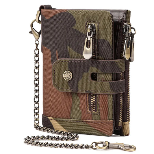 HUMERPAUL Oxford Wallet for Men RFID Blocking Credit Cards Holder Purse Inner Top Layer Leather Male Zipper Coin Pocket