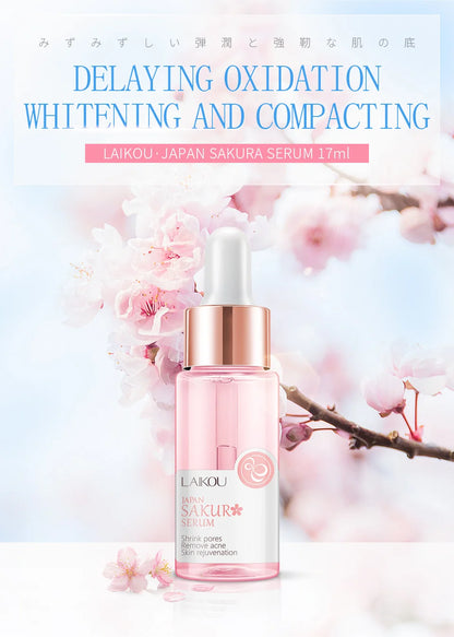 LAIKOU 17ML Japan Sakura Serum Nourish Essense Oil Control Pure 24K Gold Vitamin C Hyaluronic Acid Moisturing Skin Care Facecare