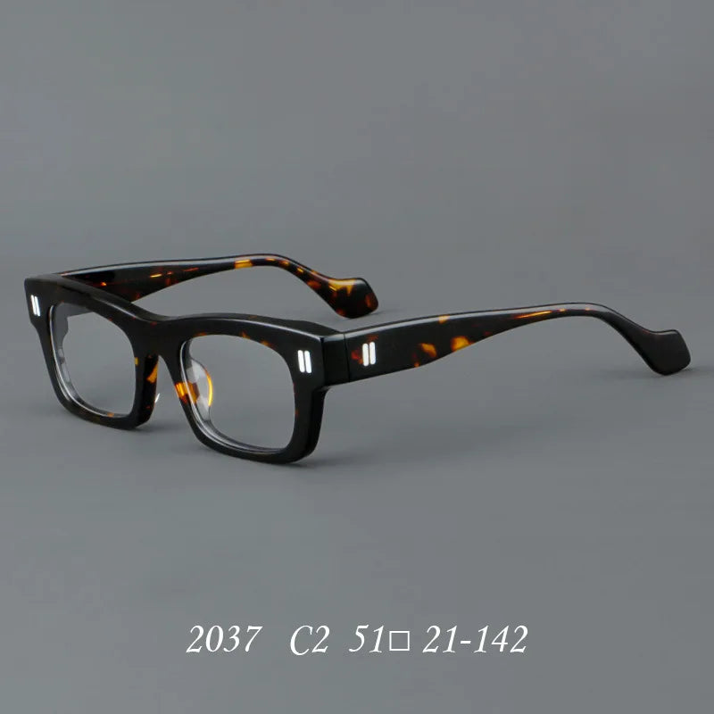 2037 Thick Square Acetate Glasses Frame Popular Casual Rivet Presbyopia Eyeglasses Men Women Retro Prescription Spectacle