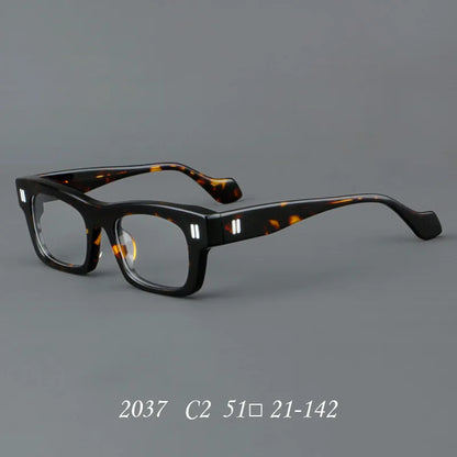 2037 Thick Square Acetate Glasses Frame Popular Casual Rivet Presbyopia Eyeglasses Men Women Retro Prescription Spectacle