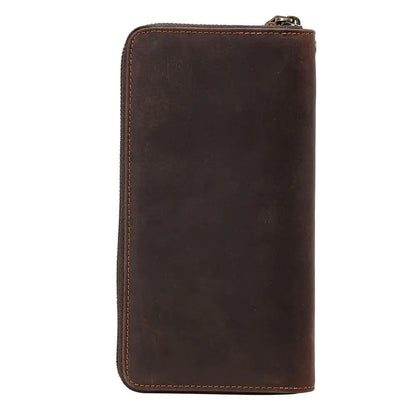TIDING Retro Large Leather Casual Mens Clutch Travel Wallet Genuine Cowhide Leather Business Long Wallet