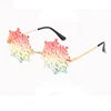 Hot Fashion Rimless Snowflake Sunglasses Novelty Unique Party Eyeglasses Fun Glasses Eyewear Decorations Accessories for Unisex