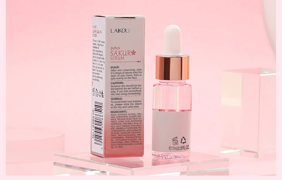 LAIKOU 17ML Japan Sakura Serum Nourish Essense Oil Control Pure 24K Gold Vitamin C Hyaluronic Acid Moisturing Skin Care Facecare