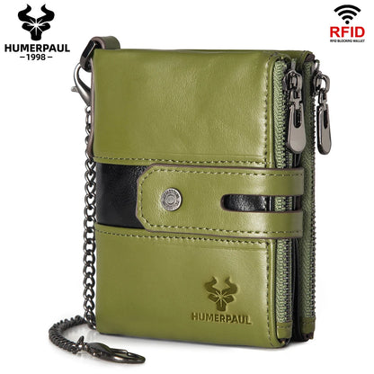 HUMERPAUL Custom Fashion Men Women Wallet Short Multi-card Holder Clutch Money Bag Anti-theft Chain Coin Purse for Biker