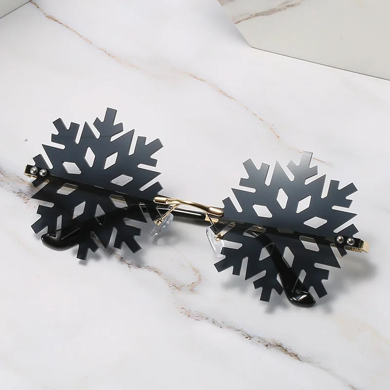 Hot Fashion Rimless Snowflake Sunglasses Novelty Unique Party Eyeglasses Fun Glasses Eyewear Decorations Accessories for Unisex