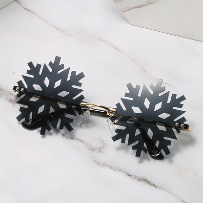 Hot Fashion Rimless Snowflake Sunglasses Novelty Unique Party Eyeglasses Fun Glasses Eyewear Decorations Accessories for Unisex
