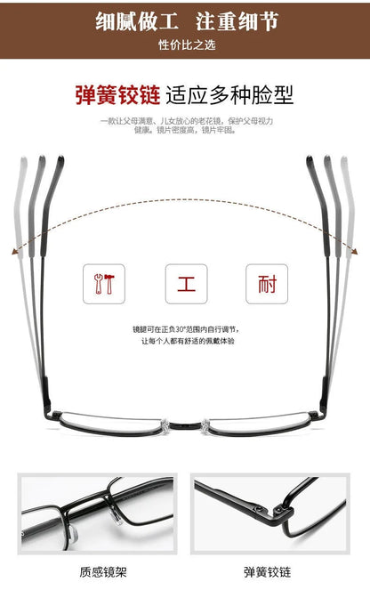 +1.5 2.0 2.5 Reading Glasses Women Men Ultralight Portable Mini Hyperopia Glasses Metal Presbyopia with diopters plus with box