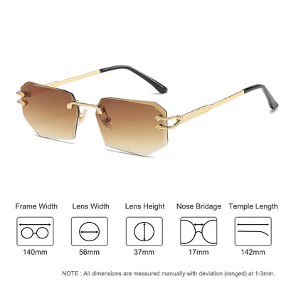 HBK Vintage Rimless Sunglasses Rectangle Frameless Glasses Women Men