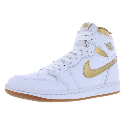 For for Air for 1 Retro High OG Women's White/Metallic Gold/Gum Light Brown Shoes High Top Rubber FD2596107 | 100% Authentic
