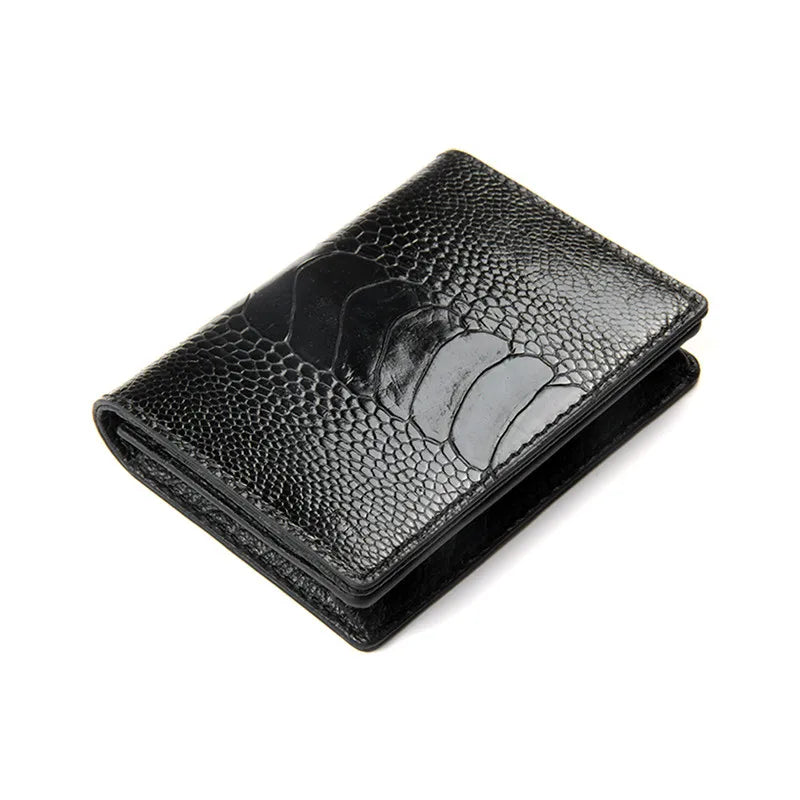 ODM Mini Cartera De Hombres Luxury High End Design Genuine Ostrich Leather Leg Skin Card Holder Wallet Vintage Smart Card Case