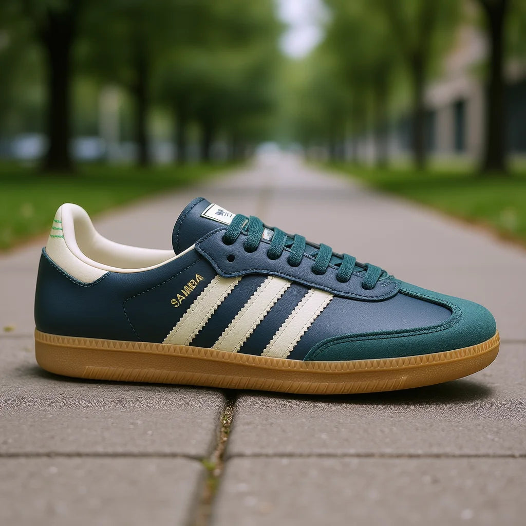 For Originals Women's Walking Shoes Green/Taupe Leather Upper Round Toe Breathable Lace-Up Casual Sneakers All Seasons