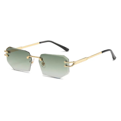 HBK Vintage Rimless Sunglasses Rectangle Frameless Glasses Women Men