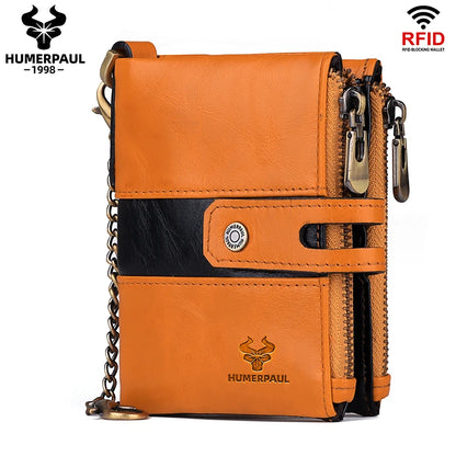 HUMERPAUL Custom Fashion Men Women Wallet Short Multi-card Holder Clutch Money Bag Anti-theft Chain Coin Purse for Biker
