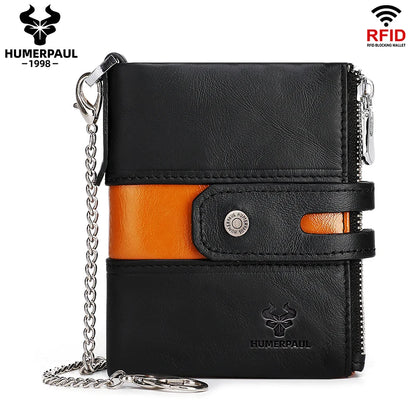 HUMERPAUL Custom Fashion Men Women Wallet Short Multi-card Holder Clutch Money Bag Anti-theft Chain Coin Purse for Biker
