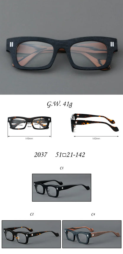 2037 Thick Square Acetate Glasses Frame Popular Casual Rivet Presbyopia Eyeglasses Men Women Retro Prescription Spectacle