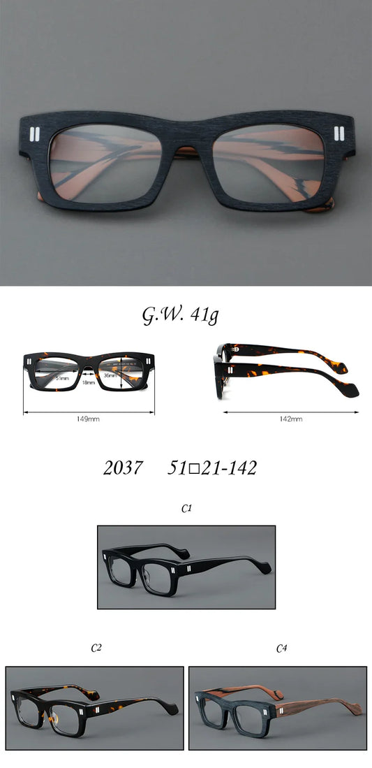 2037 Thick Square Acetate Glasses Frame Popular Casual Rivet Presbyopia Eyeglasses Men Women Retro Prescription Spectacle