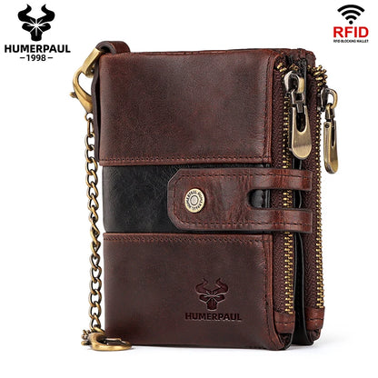 HUMERPAUL Custom Fashion Men Women Wallet Short Multi-card Holder Clutch Money Bag Anti-theft Chain Coin Purse for Biker