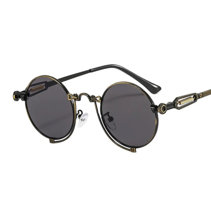1846 Steampunk Sun Glasses Men Gold Frame Metal Yellow Red Black Oval Sunglasses New Polarized Metal-punk Fashion Sunglasses