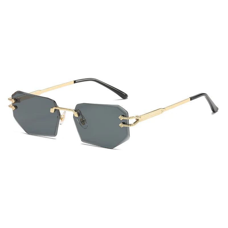 HBK Vintage Rimless Sunglasses Rectangle Frameless Glasses Women Men