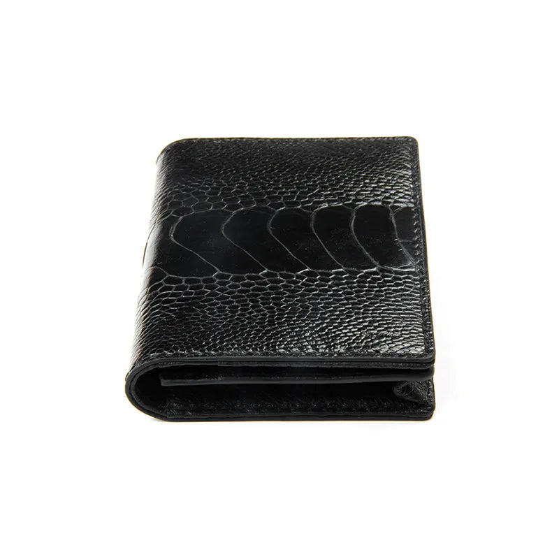 ODM Mini Cartera De Hombres Luxury High End Design Genuine Ostrich Leather Leg Skin Card Holder Wallet Vintage Smart Card Case