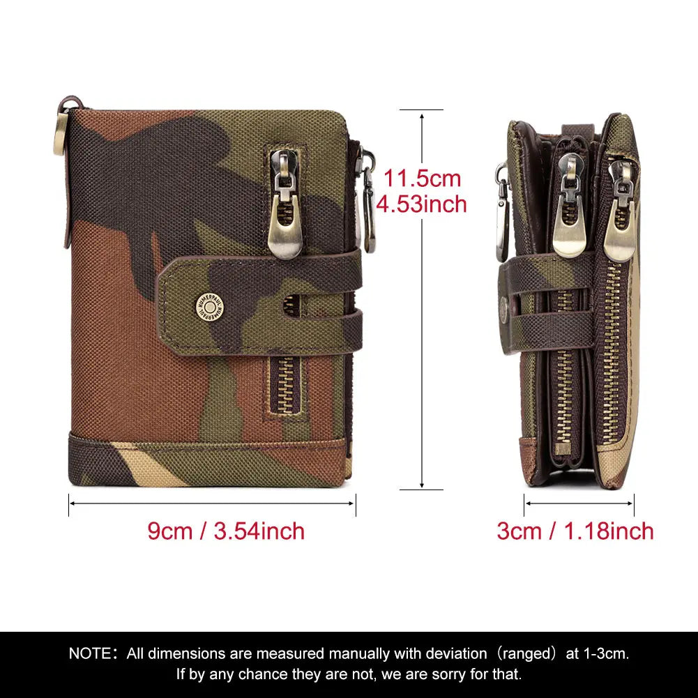 HUMERPAUL Oxford Wallet for Men RFID Blocking Credit Cards Holder Purse Inner Top Layer Leather Male Zipper Coin Pocket
