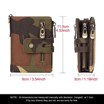 HUMERPAUL Oxford Wallet for Men RFID Blocking Credit Cards Holder Purse Inner Top Layer Leather Male Zipper Coin Pocket