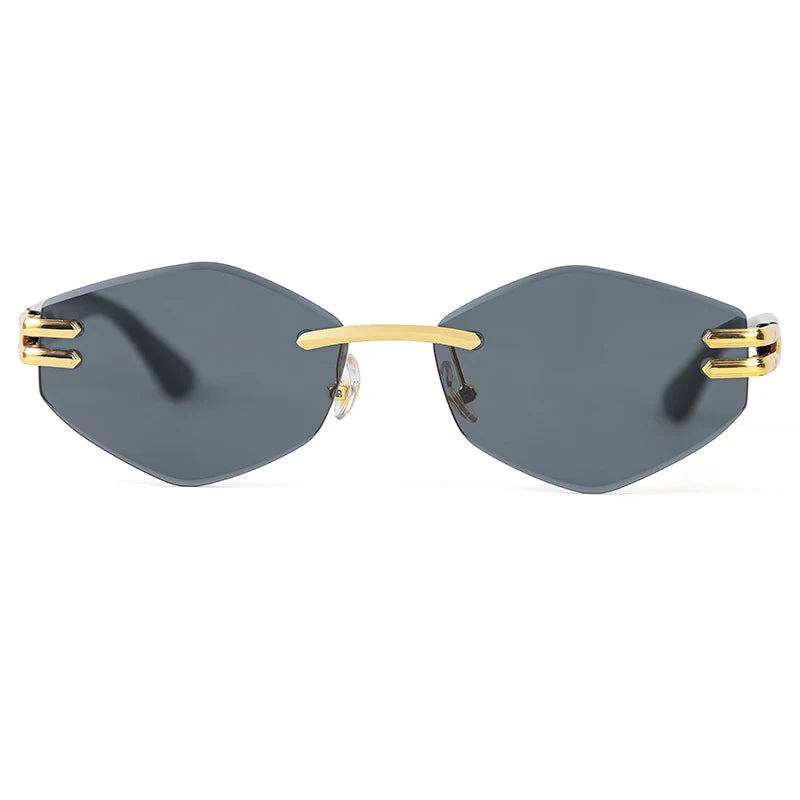 HBK Luxury Fashion Sunglasses Rimless Frameless Polygon Gradient Lens With UV400 Protection Custom Logo on Alloy Frame in Blue