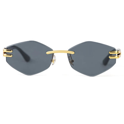 HBK Luxury Fashion Sunglasses Rimless Frameless Polygon Gradient Lens With UV400 Protection Custom Logo on Alloy Frame in Blue