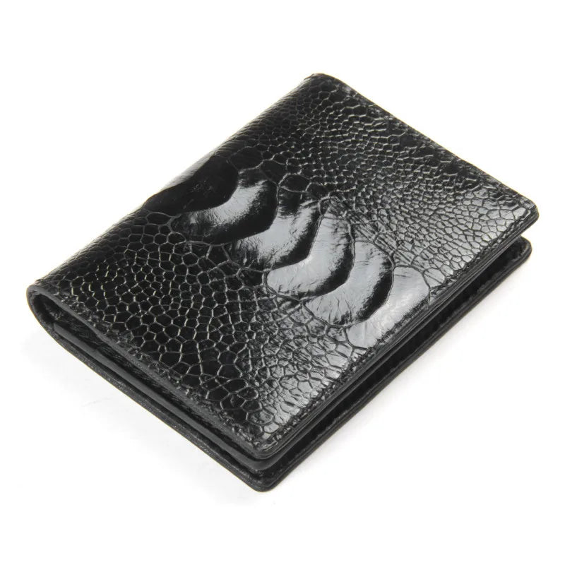 ODM Mini Cartera De Hombres Luxury High End Design Genuine Ostrich Leather Leg Skin Card Holder Wallet Vintage Smart Card Case