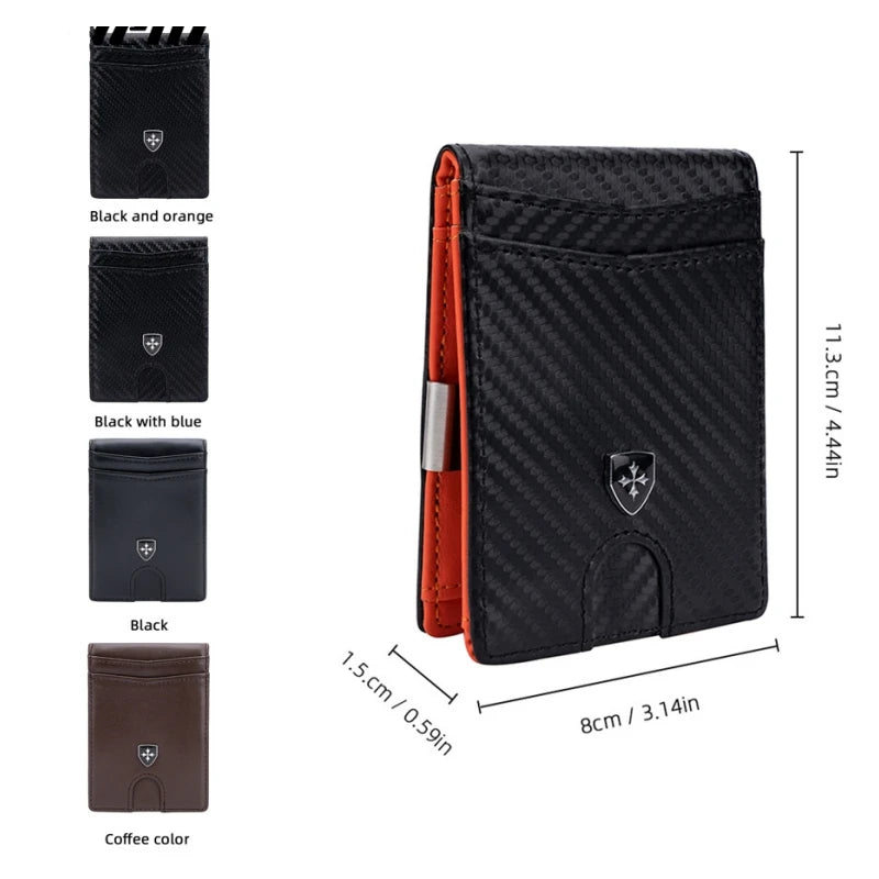 Wallet for Men Slim PU Leather Mens Wallet RFID Blocking Credit Card Holder with Money Clip