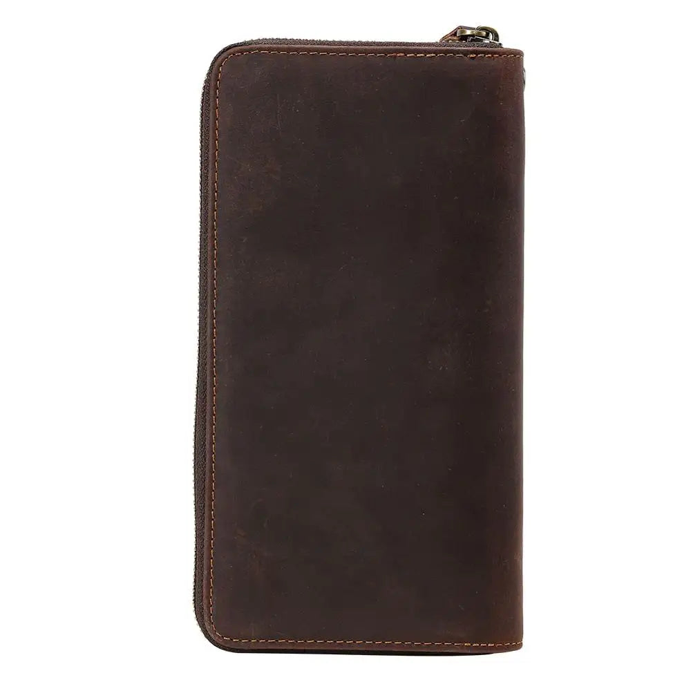TIDING Retro Large Leather Casual Mens Clutch Travel Wallet Genuine Cowhide Leather Business Long Wallet