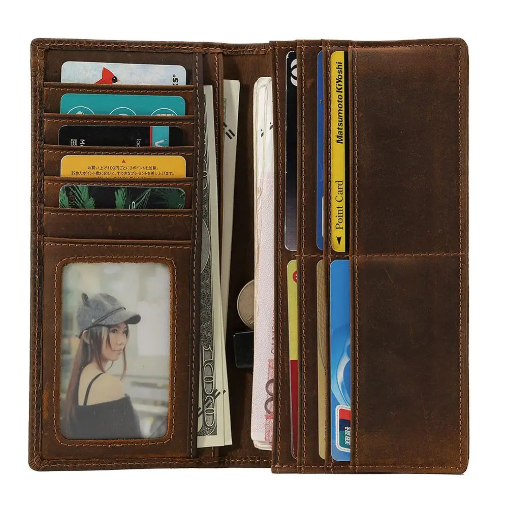 Biford Long Genuine Leather Wallet Embossed Leather Wallet Crocodile Textured Leather Wallet Money Bag