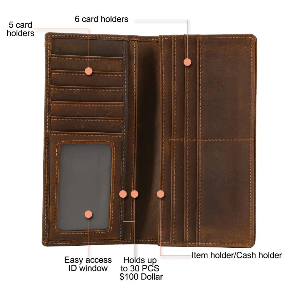 Biford Long Genuine Leather Wallet Embossed Leather Wallet Crocodile Textured Leather Wallet Money Bag