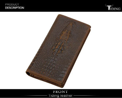 Biford Long Genuine Leather Wallet Embossed Leather Wallet Crocodile Textured Leather Wallet Money Bag