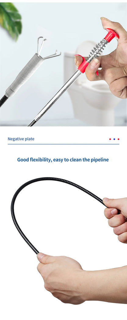 60cm Drain Snake Pipe Dredger Sink Clog Remover For Kitchen Household Use