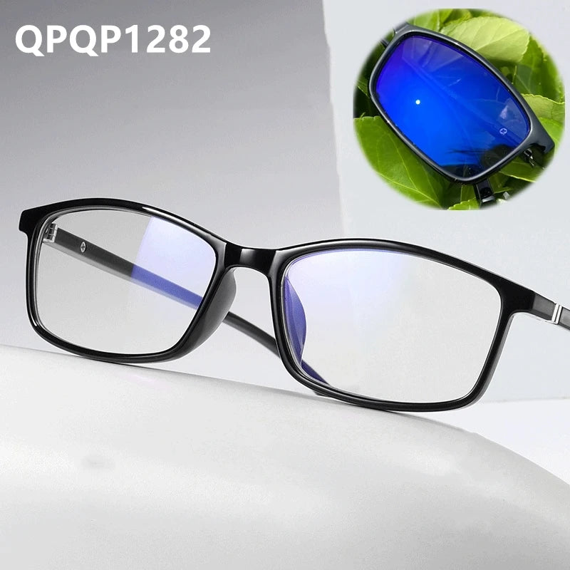 Anti Uv400 Outdoor Computer TR90 Spring Hinge Irregular Oversize Antireflet Lunettes Women Photochromic Blue Light Glasses Solid