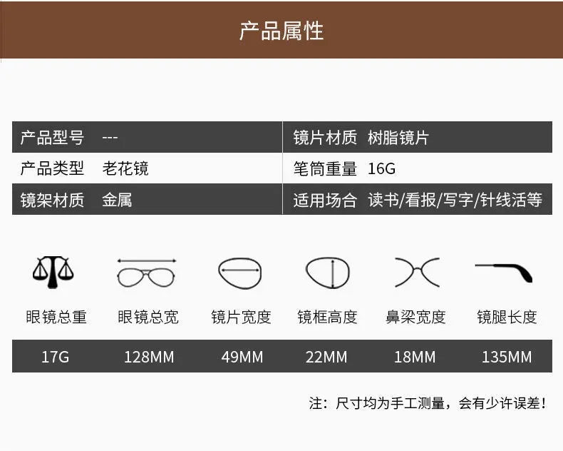 +1.5 2.0 2.5 Reading Glasses Women Men Ultralight Portable Mini Hyperopia Glasses Metal Presbyopia with diopters plus with box