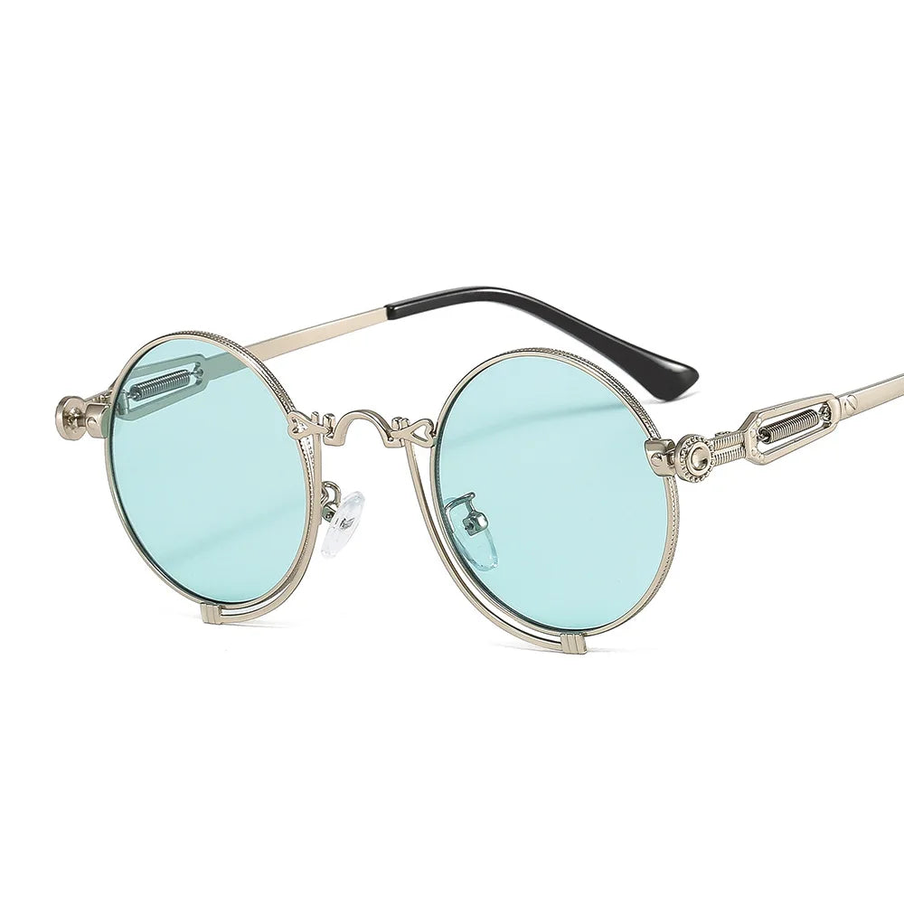 1846 Steampunk Sun Glasses Men Gold Frame Metal Yellow Red Black Oval Sunglasses New Polarized Metal-punk Fashion Sunglasses