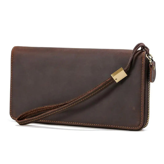 TIDING Retro Large Leather Casual Mens Clutch Travel Wallet Genuine Cowhide Leather Business Long Wallet