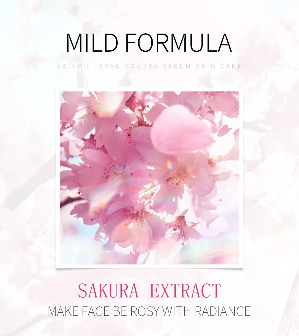 LAIKOU 17ML Japan Sakura Serum Nourish Essense Oil Control Pure 24K Gold Vitamin C Hyaluronic Acid Moisturing Skin Care Facecare