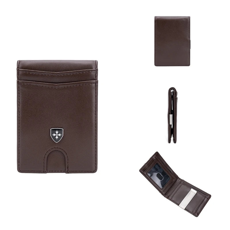 Wallet for Men Slim PU Leather Mens Wallet RFID Blocking Credit Card Holder with Money Clip