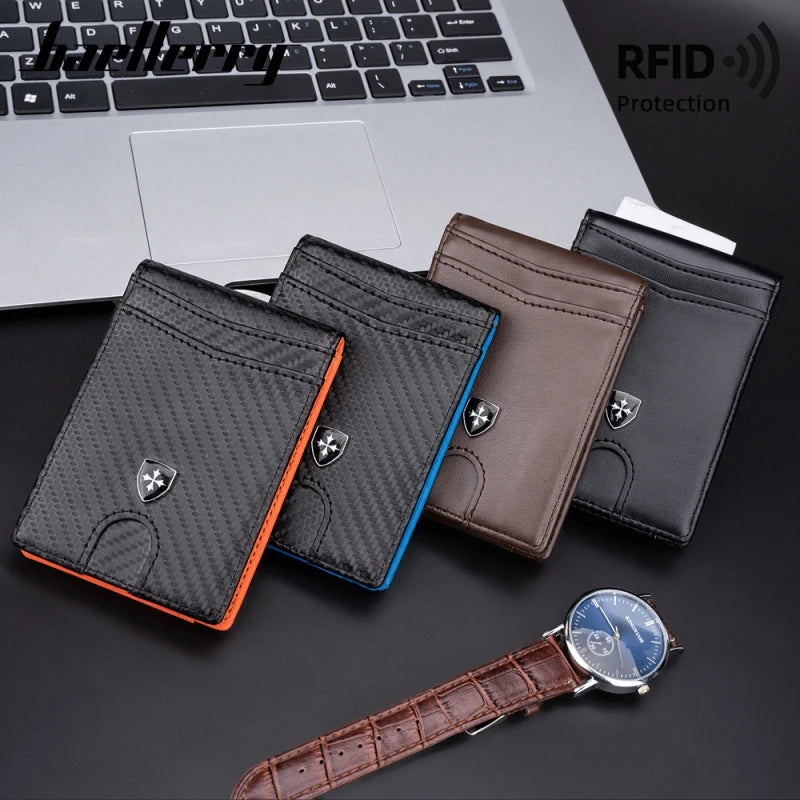 Wallet for Men Slim PU Leather Mens Wallet RFID Blocking Credit Card Holder with Money Clip