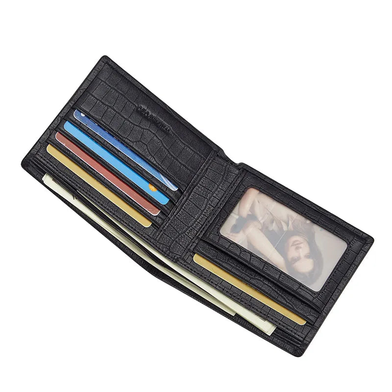 Hot Selling Factory Men's Genuine Leather Short Bifold Wallet Vintage Open Convenient Business Casual Fashion Travel Gift OEM