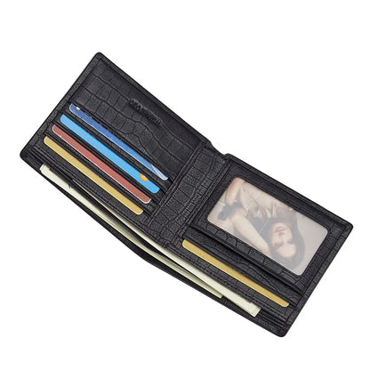 Hot Selling Factory Men's Genuine Leather Short Bifold Wallet Vintage Open Convenient Business Casual Fashion Travel Gift OEM