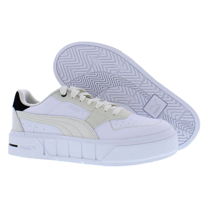 For Cali Court Pure Luxe Womens Shoes White Leather Lace-Up Round Toe Low Heel Casual Walking Style Authentic All Seasons